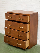 Load image into Gallery viewer, Four Drawer 1950s High Boy With Gold Hardware
