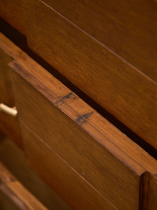 Four Drawer 1950s High Boy With Gold Hardware