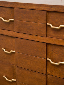 Four Drawer 1950s High Boy With Gold Hardware