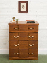 Load image into Gallery viewer, Four Drawer 1950s High Boy With Gold Hardware
