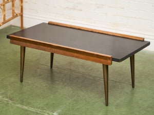 Danish Modern Vintage Black Top Coffee Table