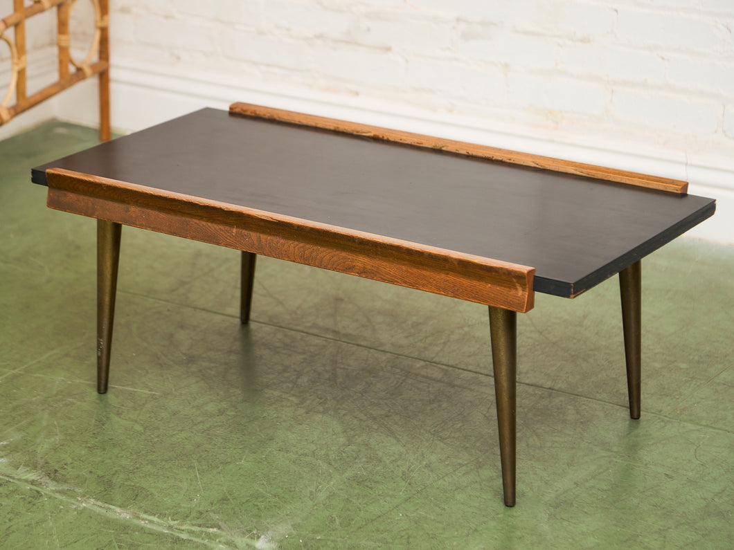 Danish Modern Vintage Black Top Coffee Table