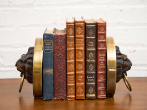 Brass Carved Wood Bookends