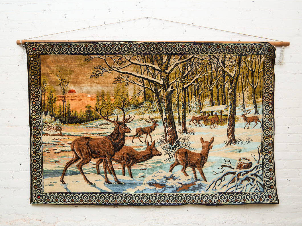 Vintage Winter Dear Tapestry