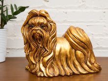 Load image into Gallery viewer, Kay Finch Vintage California Gold Ceramic Shih Tzu Dog Large
