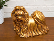 Load image into Gallery viewer, Kay Finch Vintage California Gold Ceramic Shih Tzu Dog Large
