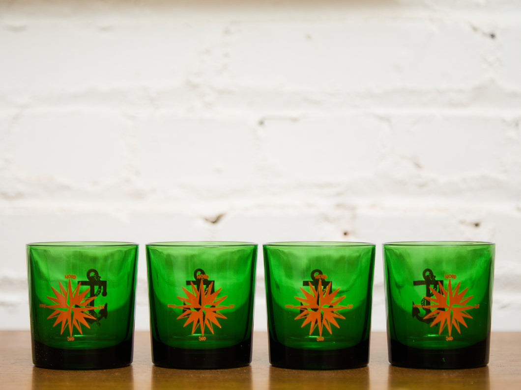 Vintage Nautical Green Glassware