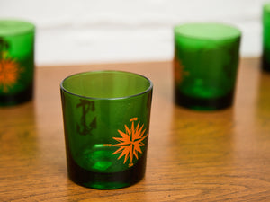 Vintage Nautical Green Glassware