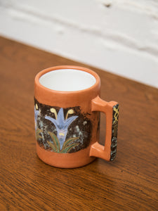 Hand-Painted Terracotta Mug with Floral Motif