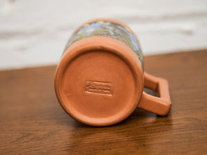 Hand-Painted Terracotta Mug with Floral Motif