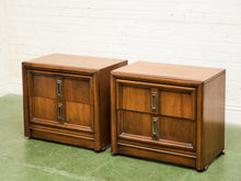 Load image into Gallery viewer, Pair of Double Drawer Mid Century Nightstands
