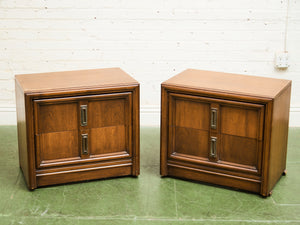 Pair of Double Drawer Mid Century Nightstands