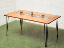 Load image into Gallery viewer, Danish Modern Gangsø Møbler Teak Dining Table with Tile Top by P. Hermann, 1970s with Hairpin Legs

