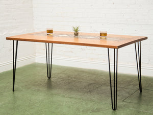 Danish Modern Gangsø Møbler Teak Dining Table with Tile Top by P. Hermann, 1970s with Hairpin Legs