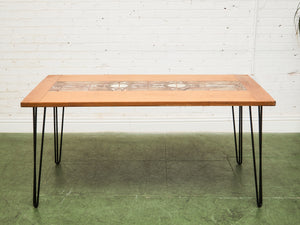 Danish Modern Gangsø Møbler Teak Dining Table with Tile Top by P. Hermann, 1970s with Hairpin Legs