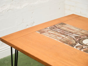 Danish Modern Gangsø Møbler Teak Dining Table with Tile Top by P. Hermann, 1970s with Hairpin Legs