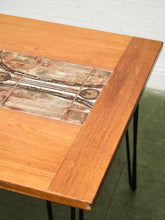 Load image into Gallery viewer, Danish Modern Gangsø Møbler Teak Dining Table with Tile Top by P. Hermann, 1970s with Hairpin Legs
