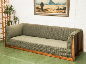 Vintage Mid-Century Olive Checker Green Sofa