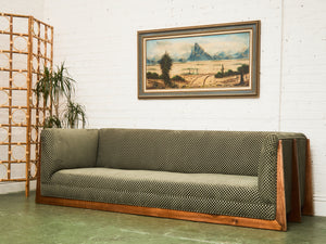 Vintage Mid-Century Olive Checker Green Sofa