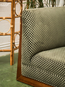 Vintage Mid-Century Olive Checker Green Sofa