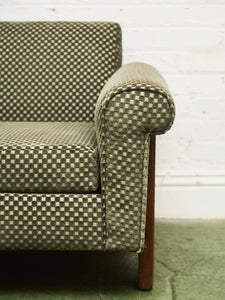 Checker Green Danish Modern Vintage Club Chair