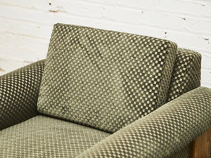 Checker Green Danish Modern Vintage Club Chair