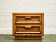 Load image into Gallery viewer, Boho Two Drawer Oak Nightstand

