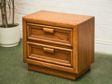 Load image into Gallery viewer, Boho Two Drawer Oak Nightstand
