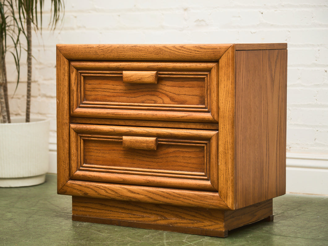 Boho Two Drawer Oak Nightstand