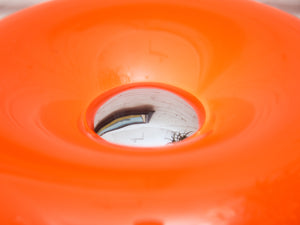 Orange Donut Lamp with White Stripe