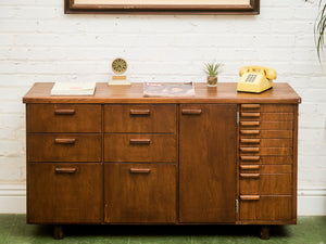 Mid-century Modern File Cabinet with Multiple Drawers Office Credenza Craft Cabinet