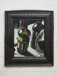 Vintage Still Life, Photo Realism, Wine Bottle, Painting
