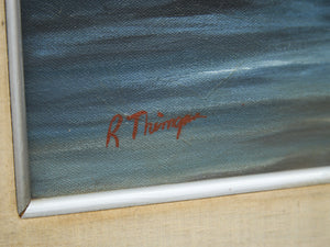 Mellow Blues Ocean Painting with Great Clouds by R.T.