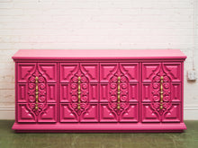 Load image into Gallery viewer, Fuchsia Ornate Hollywood Regency Large 12 Drawer Dresser
