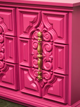 Load image into Gallery viewer, Fuchsia Ornate Hollywood Regency Large 12 Drawer Dresser
