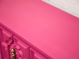 Fuchsia Ornate Hollywood Regency Large 12 Drawer Dresser