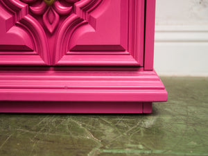 Fuchsia Ornate Hollywood Regency Large 12 Drawer Dresser