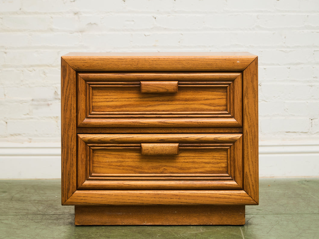 Boho Two Drawer Oak Nightstand