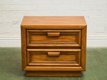 Load image into Gallery viewer, Boho Two Drawer Oak Nightstand
