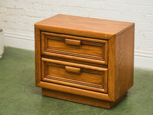 Load image into Gallery viewer, Boho Two Drawer Oak Nightstand
