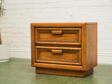 Load image into Gallery viewer, Boho Two Drawer Oak Nightstand
