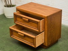 Load image into Gallery viewer, Boho Two Drawer Oak Nightstand
