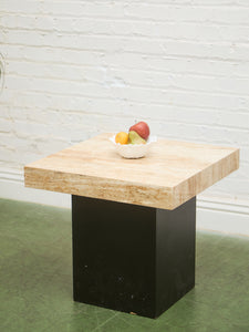 Plinth Base Travertine End Table