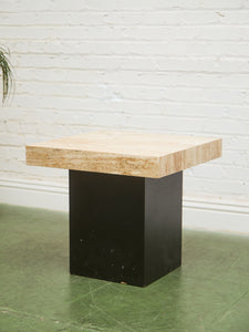 Plinth Base Travertine End Table