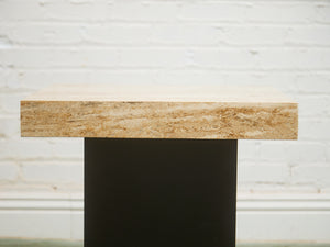 Plinth Base Travertine End Table