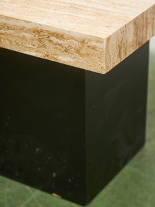 Plinth Base Travertine End Table