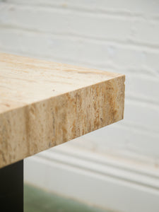 Plinth Base Travertine End Table
