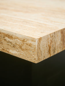 Plinth Base Travertine End Table
