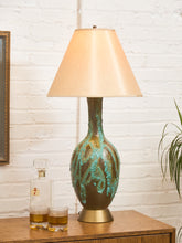 Load image into Gallery viewer, Glazed Turquoise and Brown Lamp
