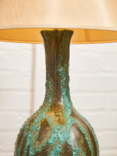 Load image into Gallery viewer, Glazed Turquoise and Brown Lamp
